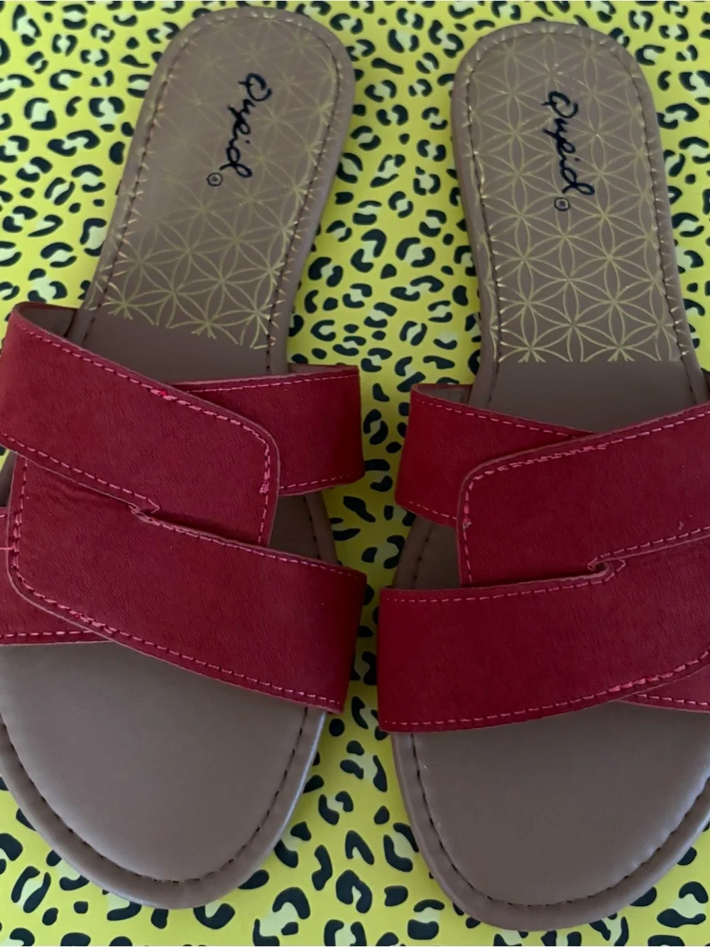 Qupid Brick Red Sandals 7 New